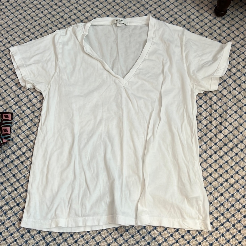 Agolde white v neck cotton tee